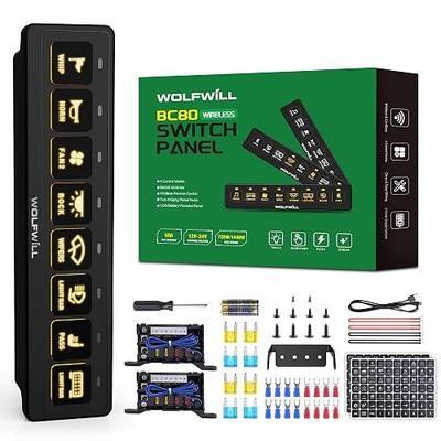 8 Gang Wireless Switch Panel BC80, 164Ft Remote with 4 Control Modes Memory Function, Auxiliary Multifunction Switch Panel, 12v Universal Switch Box for Truck Pickup Offroad SUV
