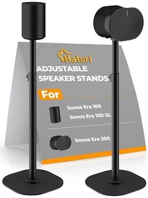 Haturi Speaker Stands Pair for Sonos Era 100, Era 100 SL & Era 300, Adjustable 22"–42" Floor Stands with Cable Management Heavy Duty Metal Construction Non-Slip Base for Living Room Bedroom Office