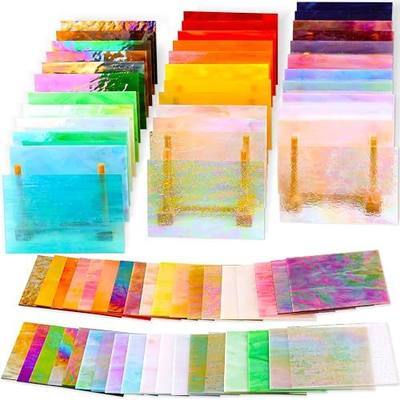 36 Sheets Opaque Stained Glass Variety Pack, 4 x 6 Inch Assorted Colors | Rich Opaque Colors, Cathedral Art Glass Sheets for Mosaics, Stained Glass Art, Window Decor and DIY Craft Projects