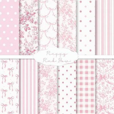 Whaline 24 Sheets 6 x 6 Inch Pink Bow Floral Pattern Paper Chinoiserie Scrapbook Specialty Paper Double Sided for DIY Crafts Card Making Photo Album Decor