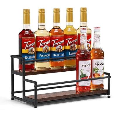 Coffee Syrup Rack Organizer, 2 Tier 10 Bottles Holder Stand for Bar | Coffee Syrup Liquor Bottle Display Shelf Bar Shelf Stand Countertop Rack for Syrup, Wine, Spice