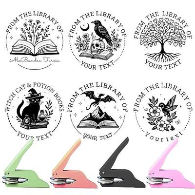 Book Embosser Personalised Stamp, Custom Wedding Books Embosser from The Library of, 62 Designs 40MM Book Embosser Dragon Flower Cat