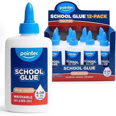 Pointer School White Glue Washable Strong Bond Adhesive,4.06 fl oz -12 Pack | Kid-Friendly, Fast-Dry Formula, Paper, for Cardboard & Foam, Twist Cap, Arts & Crafts, Classroom Activities, DIY Projects
