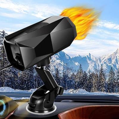 【2025 NEW】Portable Car Heater,2 in 1 Auto Heater, Fast Heating Defrost Defogger Cooling 12V Lighter Heater 60 Second Plug in Car Cig Lighter Demister, Car Fan Windshield Defroster (QH-N209)