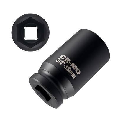 33mm Socket 3/4 Drive with 6 Point Design,Heavy Duty Non-slip 3/4 Impact Socket for Quick Dismantle Car Axle Nuts,Professional Deep Impact Axle Nut Sockets Car Accessories (33mm-3/4"Drive)