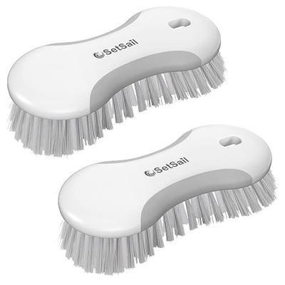 SetSail Multi-Purpose Scrub Brush of 2 Pack, Stiff Bristles Cleaning Brush with Non-Slip Grip Heavy Duty Scrub Brushes for Cleaning Bathroom Kitchen Tile Bathtub Sink, Grey