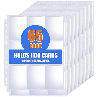 65 Pack 9 Pocket Card Sleeves Binder Sheets, Trading Card Sleeves for 3 Ring Binder, Holds 1170 Cards, Card Holder Binder Pages Protectors Fit for MTG, TCG, Baseball, Football, Game, Business Cards