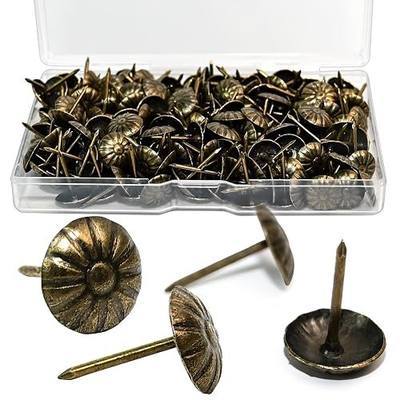 200PCS Antique Upholstery Tacks Decorative Furniture Nails (Boxed) | Heavy duty thumb tacks perfect for sofa chair bed decoration and daily picture hanging home upholstery repair use
