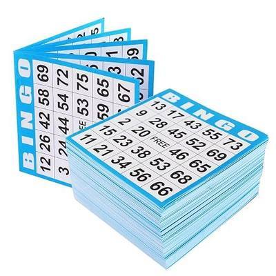 SEETOOOGAMES Disposable Bingo Cards Bulk- 1on Blue Paper (100 Books of 5 Sheets) for Large Groups