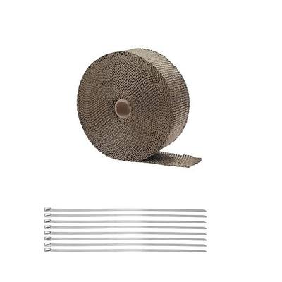 1.97'' x 16 Ft Car Exhaust Heat Wrap Roll, Lava Fiber Heat Shield Pipe Insulation Roll with Stainless Steel Ties, Titanium Exhaust Thermal Protection Tape for Motorcycle (16FT/5M)