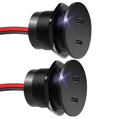 50W 12V USB Outlet Dual 25W USB-C Charger PD 3.0 Aluminum Fast Charging Socket, Replacement Car Charger Accessories for RV Camper Trailer Truck Boat Golf (2Pcs)