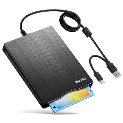 Floppy Disk Reader 3.5 inch USB Floppy Disk Drive External 3 1/2 Floppy disc Reader Portable Floppy Diskette Drive USB C for PC Laptop Notebook Computer with Windows 11/10 (Brushed Panel, 3.5 inch)