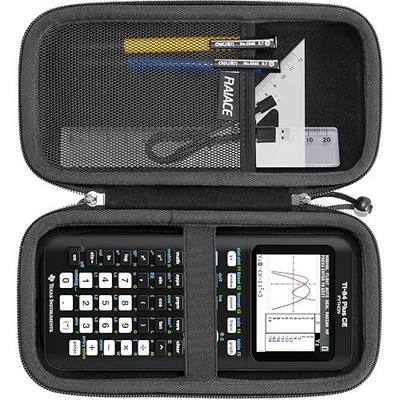 RAIACE Hard Storage Case Compatible with Texas Instruments TI-84 Plus CE/TI-84 Plus/TI-83 Plus/TI-86 /TI-85 Calculator, Mesh Pocket for Pens, Ruler and Other Stationery. (Case Only) - Black