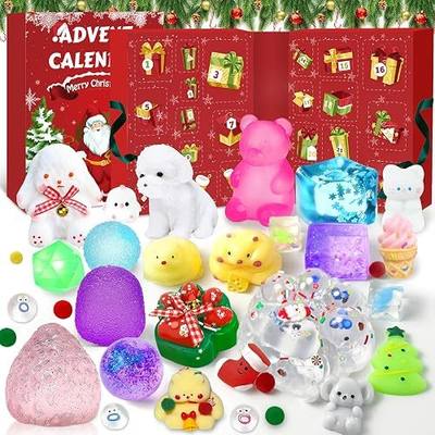 Advent Calendar 2025, 24 Days of Christmas Countdown Calendar for 24 Kawaii Squishies Toys, Surprises Sensory Fidget Toys for Kids & Adult, Christmas Party Favors Gift
