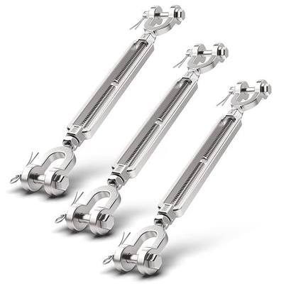 3 Pack 304 Stainless Steel Turnbuckle 3/16 M5 Jaw and Jaw Turnbuckle Tensioner Heavy Duty Turnbuckles for Cables Wire Rope Tension, Cable Railing, Shade Sail, 660 Lbs Working Load Limit