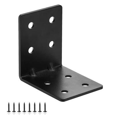 4 PCS Heavy Duty Steel Corner Brackets, 4"x4"x3" 90 Degree L Right Angle Bracket, DIY L Shelf Brackets, Metal Joint Timber Connector Support for Wood Shelves, Furniture