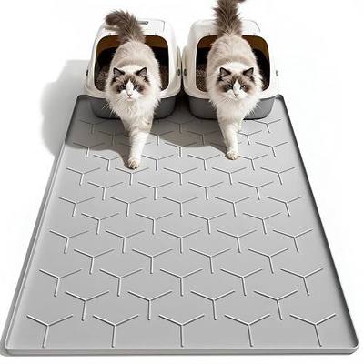 Garoopion Silicone Cat Litter Mat Large 40" X 28", Easy to Clean, Gray | Large Size Waterproof Silicone Mat with Raised Edges, Catch Litter, Protect Floor from Urine, Multi-Use for Dog/Sink/Kitchen