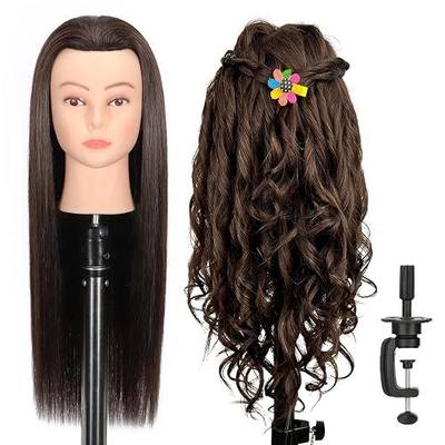 Mannequin Head 80% Human Hair for Cosmetology Practice | For salon training & makeup practice, includes mannequin doll head stylist cosmetology learning tool realistic hair texture