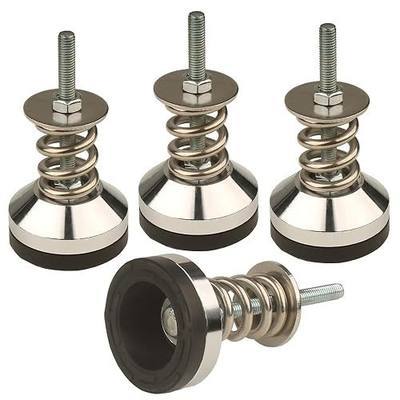 Split Type Heavy-Duty Spring Isolator,1350 lb Capacity,M8 Thread,4 Pack | Stainless Steel Material,2.36 in Dia Base with Black Anti Slip Nylon Pad,for Workbenches,Honey Extractor,Machinery,Equipment