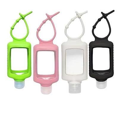 Chinshwehaw 4 Pack Leak Proof Travel Bottles 60ml(2oz) with Silicone Sleeves & Keychain | Refillable Squeeze Containers for Toiletries, Hand Sanitizer | BPA Free PETG (Red, White, Black, Green)