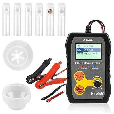 Universal Fuel Injector Tester and Cleaner Tool Kit, DIY Cleaning Tool Kit for PWM, Adjustable Pulse Width Freq & Count, 5 Modes, 6 Size Cleaning Adapters,12V/5V Output Power