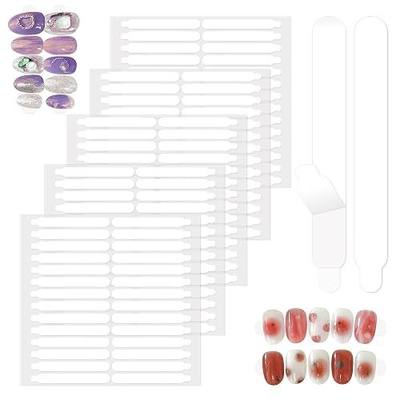 Double Sided Nail Tape, Nail Art Display Strip Strong Adhesive Transparent Mounting Tape for Nail Salon Colors Storage Design Supplies, 5 Sheets