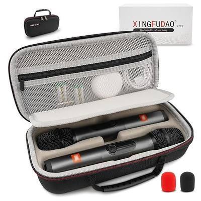 XINGFUDAO Wireless Microphone Case Compatible with JBL Wireless Two Microphone, Carrying Case for 2 Handheld Mic, Mic Storage and Travel Bag, Black