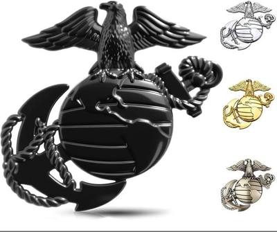 Metal Car Emblem – Marine Corps Metal Auto Sticker,3D Shape Car Decals with Eagle, 3.3"x3.1", 3M Adhesive,Veterans and Military Supporters,Cars, Trucks (Black)