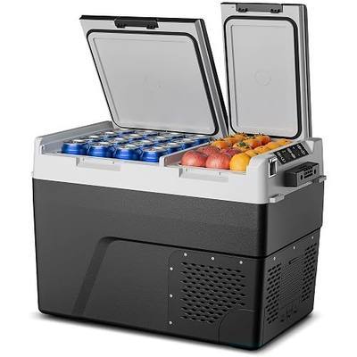 Feelfunn 12 Volt Refrigerator Car Fridge - 50QT(48L) Dual Zone Electric Cooler, Car Refrigerator -4℉~68℉, Portable Refrigerator 12/24V DC 100-240V AC, Portable Freezer for Travel Camping RV Home