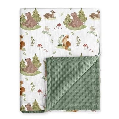 Muslin Baby Blankets for Boys & Girls, Soft Minky Back Toddler Blanket | Nursery Crib Blanket with Double-Layer Dotted Backing, Newborn Receiving Blanket,30''x40'', Woodland Animals