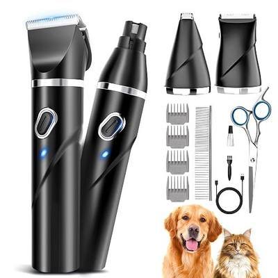 PAPMINI 4 in 1 Dog Grooming Kit for Thick Hair, 2000mAh Heavy Duty Dog Clippers for Grooming, 2-Speed Low Noise Paw Trimmer with Nail Grinder for Body, Paws, Nail, Face, Ears, Legs