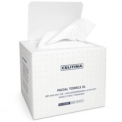 Chlitina Towels XL, 100% Biobased Face Towel, Disposable Face Towelette, Thick Face Towel for Sensitive Skin, Makeup Remover Dry Wipes, Ultra Soft, Gentle Facial Cleansing Cloths1 Pack, 50 Ct
