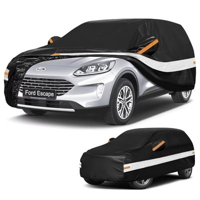 Holthly 10 Layers SUV Car Cover Custom Fit for Ford Escape (2000-2026), Waterproof All Weather for Automobiles, Outdoor Full Cover Sun Dust Rain Protection with Cotton. Black