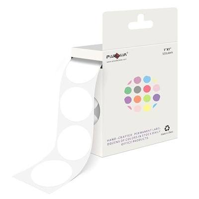 White Dot Sticker 1 inch 500P Per Roll Round Color Code Label w/Hanging Box | 25mm Circle Dots,Strong Adhesive, Easy To Peel and Stick, Color Coding for Home,Inventory,Business & Target Shooting