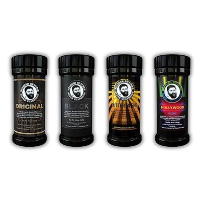 Bearded Butchers Signature Seasoning 4-Pack Bundle – Original, Black, Butter & Hollywood Blends – All-Purpose Spices for Steak, Chicken, Pork, Seafood & More – Great for Gifts – No MSG