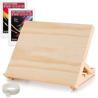 13.8"x11.4" Wooden Tabletop Easel with Paint & Sketch Papers, Masking Tape | Adjustable Art Easel Stand with 3 Angle Settings, Drawing Board for Canvas Painting, Sketching and Book, Tablet Display