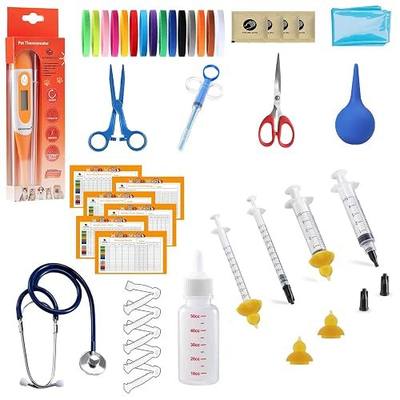REDDOUDOU Puppy Kitten Whelping Kit, Whelping Kit with Feeding Nipple Bottle Stethoscope Scissors Cord Clamps Aspirator etc Full kit