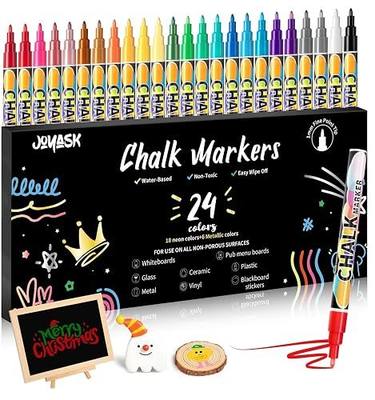 Extra Fine Tip Chalk Markers for Chalkboards (Pack of 24, 1mm Tip) | Liquid Chalk Pens for Glass&Window, Erasable Dry Erase Markers Paint and Drawing for Blackboards, Bistro, Cars, Wedding Signs