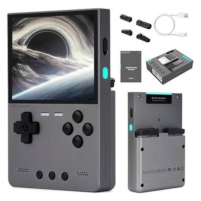 Trimui Brick Hammer Handheld Game Console with 3.2 inch IPS Screen and 3000mAh Battery, Retro Video Games Console with Pre-Installed 64GB TF Card and WiFi Function (Space Gray)