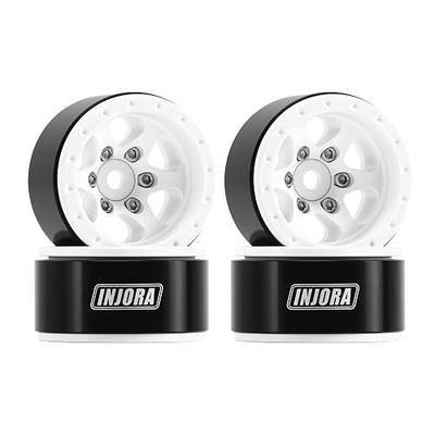 INJORA 1.0 Aluminium Beadlock Wheel for TRX4M 1/24 1/18 RC Crawler(White)