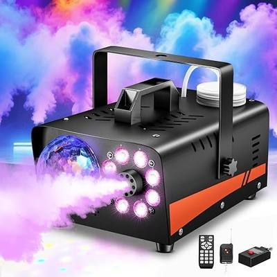 1200W Fog Machine, Smoke Machine Fog with Disco Ball Lights, 6000CFM with 13-Color LED Effects, Wired And Wireless Remote Controls, Ideal for Indoor, Outdoor, Wedding, Parties, and Halloween