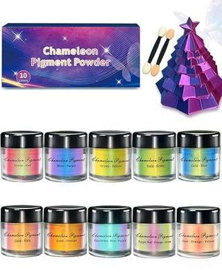 Chameleon Mica Powder, 10 * 3g Color Shift Mica Powder for Epoxy Resin, Tumbler, Saturated Color Shifting Chrome Pigment Powders for Painting, Slime, Nails