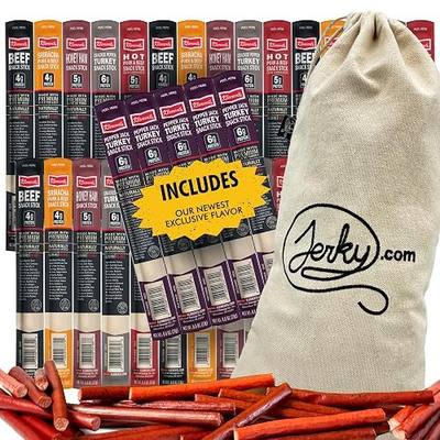 Jerky.com Jerky Gift Basket for Men | Birthday Gifts for Men | 30 Piece Meat Sticks Sampler with Beef Sticks, Pork, Ham, Sriracha, Turkey | High Protein, Low Carb, Keto Friendly Beef Jerky Snack Pack