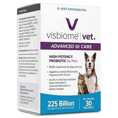 Visbiome® Vet Advanced GI Care Probiotic for Dogs & Cats, 225B CFU, 30 ct | Veterinarian Recommended, De Simone Formulation, Multi-Strain, Refrigerated Shipping, Weight-Based Dosing, Made in USA