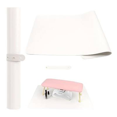 Foldable Nail Art Table Mat, Waterproof PU Leather Desk Mat for Manicure, Non-Slip Protective Pad for Nail Tech Salon Home, Portable and Easy Clean (White, 60x30cm)(Hand Rest Cushion not Included. )