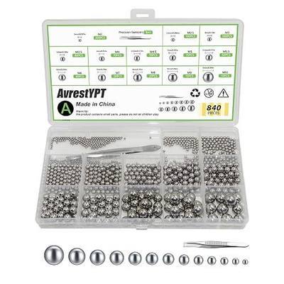 840 Pcs Stainless Steel Bearing Balls, 2/2.5/3/3.5/4/4.5/5/5.5/6/7/8/9/10mm | Metric Precision, Assorted Loose, For Bicycle/Bike