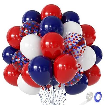 Red White and Blue Balloons, Navy, 60 pcs, 12 Inch | Latex Balloons for Birthday Celebrations, Anniversaries Labor day Veterans day Baseball Party Decorations