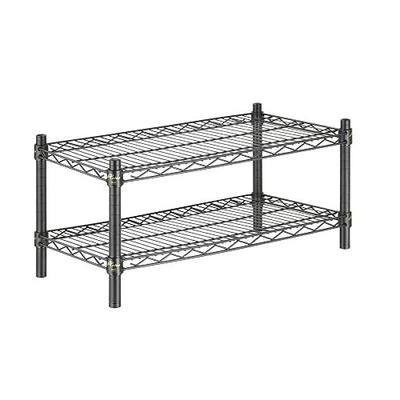 APLSS 12" D x 42" W x 14" H Black Heavy Duty Wire Shelving with 2 Tier Shelves, NSF Certified, Height Adjustable, Wet&Dry Environments, for Kitchen Garage Walk-in Cooler&Freezer, 800lbs Capacity