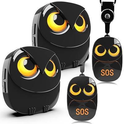 Caregiver Pager Wireless Call Button, 2 Transmitters + 2 Receivers, Black | 500+ Feet, SOS Alert Nurse Calling Elderly Fall Help System for Patient/Disabled Monitoring at Home, IP55 Waterproof