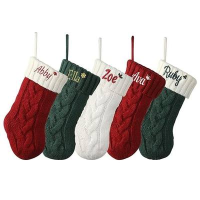 Personalized Mini Christmas Stockings,Custom Embroidered Name+Logo Pattern Xmas Knitted Stockings 9'',Family Decoration Stockings Set for Fireplace Christmas Party Gifts